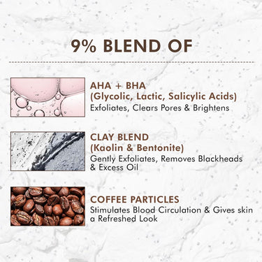 mCaffeine Pore Cleanse Coffee Cookie Detan Face Mask | 9% AHA BHA, 3% Charcoal Beads, Coffee Clay Mask | Reduces Blackheads | 10 mins Charcoal Face Pack | Detan Pack for All Skin Types - 100g